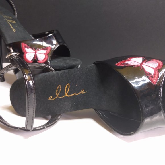 Ellie pointed stiletto heels size 7 butterfly embordered design 6" tall - Picture 5 of 6